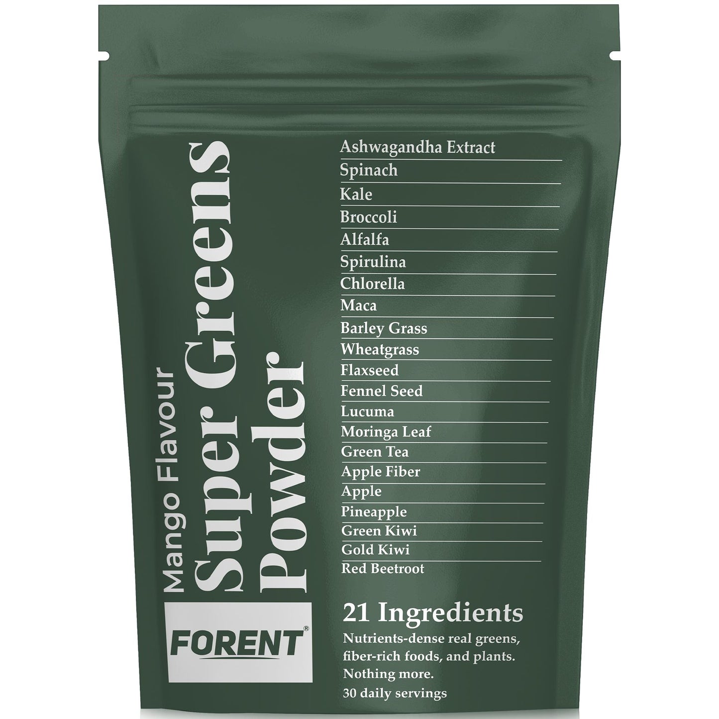 Mango Super Greens Powder with KSM-66 Ashwagandha, Spirulina, Kale and More - Organic, Vegan & Gluten-Free