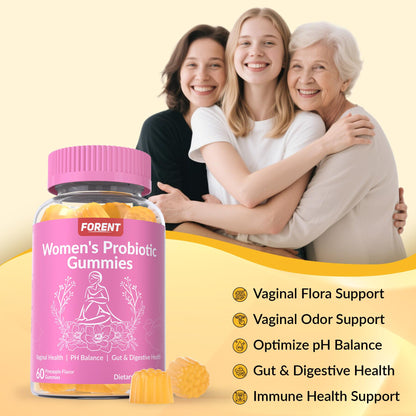 Women's Probiotic Gummies | Gut & Digestive Health Support | pH Balance Pineapple Flavor (60 Gummies), Healthcare Vitamin Dietary Supplement Fruit Natural Edible