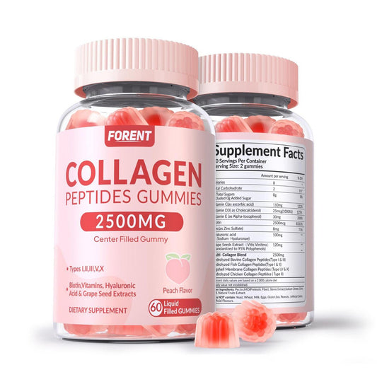 Collagen Gummies Women, with Biotin, Vitamins C & D3, Grape Seed Extract - Peach Flavour - Fitness, Collagen Peptides, Liquid Filled Gummies, Healthcare, Dietary Supplement, Beauty Hair Nail Support Edible - female multivet gummies
